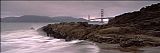 Golden Canvas Paintings - Waves Breaking on Rocks, Golden Gate Bridge